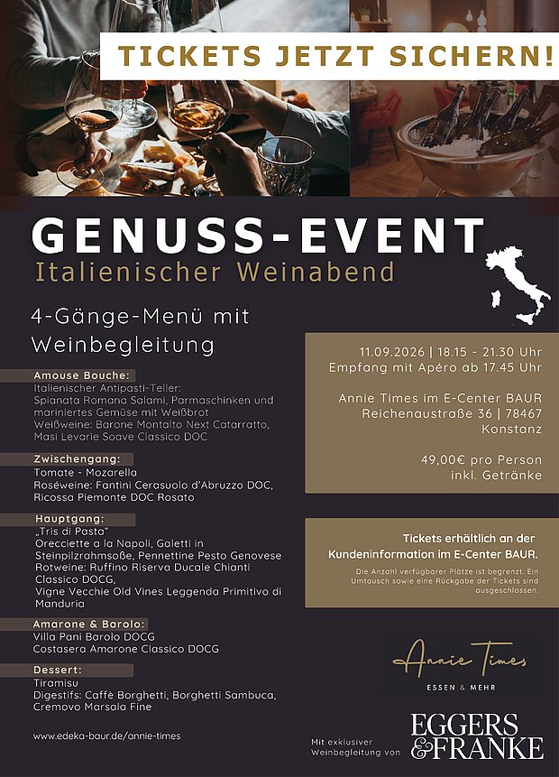 Italienischer Weinabend im Annie Times